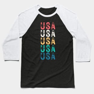 USA DISTRESSED GRUNGE RETRO U.S.A INDEPENDENCE DAY 4TH JULY Baseball T-Shirt